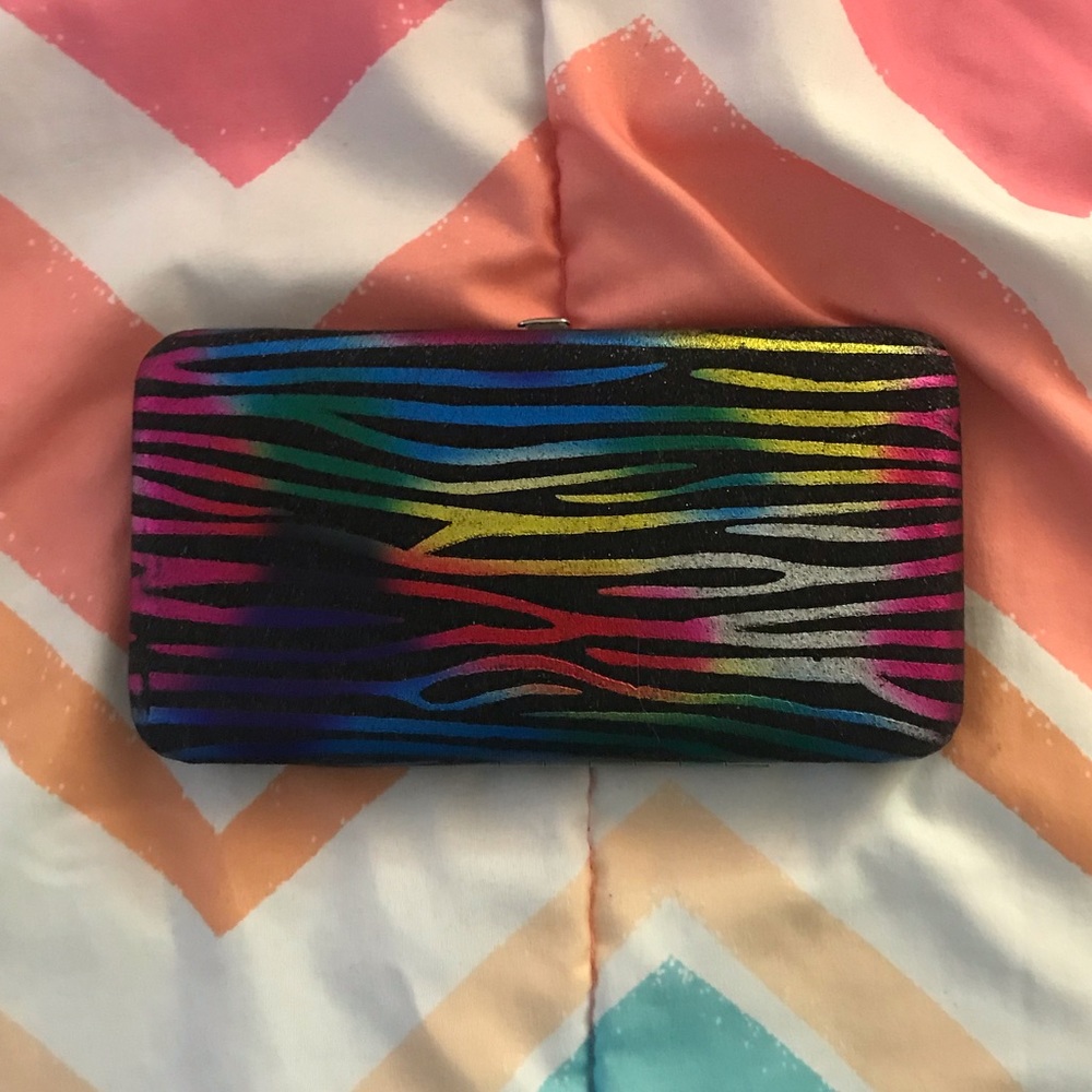 Hot Topic Multi Colored Zebra Print Sparkly Wallet - image 1